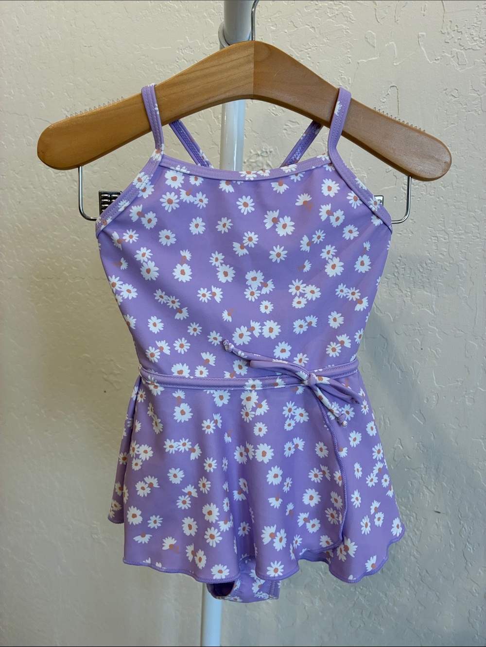 Girls' Lavender Daisy One-Piece Swim Dress
